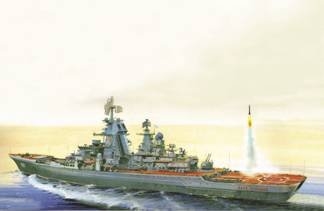 RC Radiostyrt Byggmodell krigsfartyg - Petr Velikiy Battlecruiser - 1:700