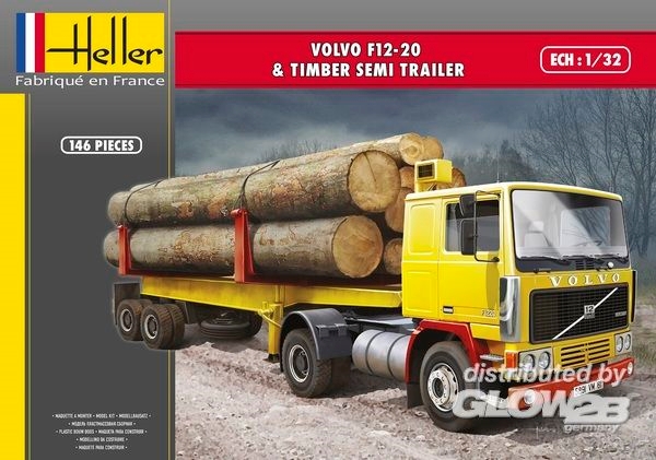 RC Radiostyrt Byggmodell - Volvo F12-20 och Timber Semi Trailer - 1:32 - Heller