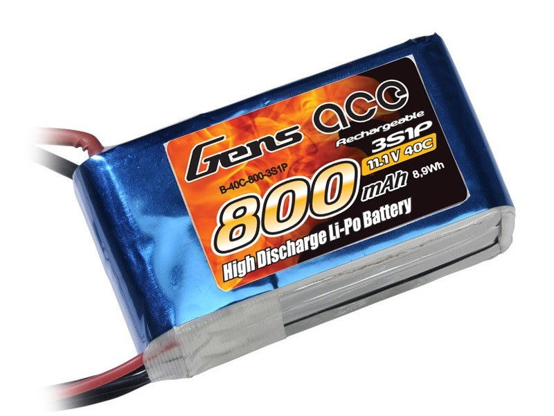 Batteri - 11,1V 800mAh LiPo - 40C - JST - Gens Ace