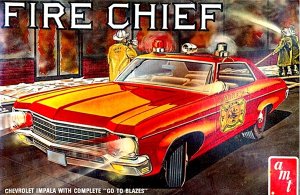 RC Radiostyrt Byggmodell bil -  1970 Chevy Impala Fire Chief - 1:25 - AMT