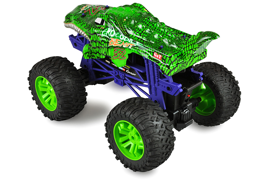 Radiostyrd bil - 1:10 - Green Crocodile Beast Big Monstertruck - RTR