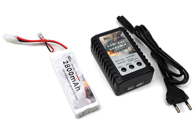 RC Radiostyrt Batteri och laddar paket 7,4V 2800mAh - Tamiya - Torro