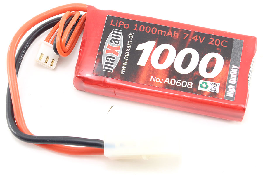 RC Radiostyrt Batteri - 7,4V 1000mAh LiPo - 20C - Tamiya - MaXam