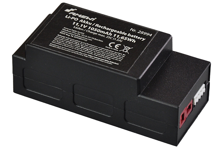 RC Radiostyrt Batteri - 11,1V 1050mAh LiPo - 25C - T-kontakt - AMW