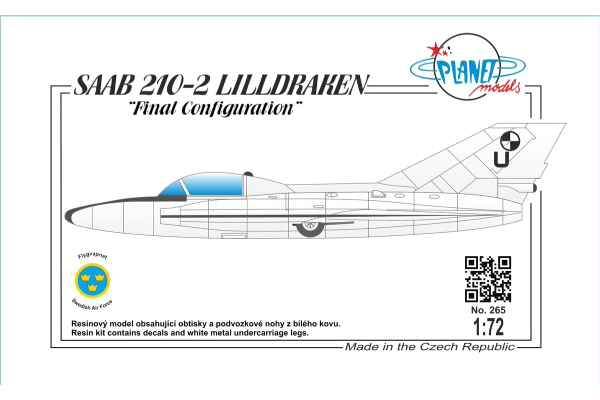 RC Radiostyrt Byggmodell flygplan - SAAB 210-II Lilldraken Final Configuration - 1:72 - Planet Models