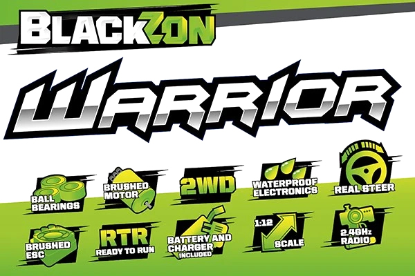 Radiostyrd bil - 1:12 - Blackzon Warrior 2WD - 2,4Ghz - Grön - RTR