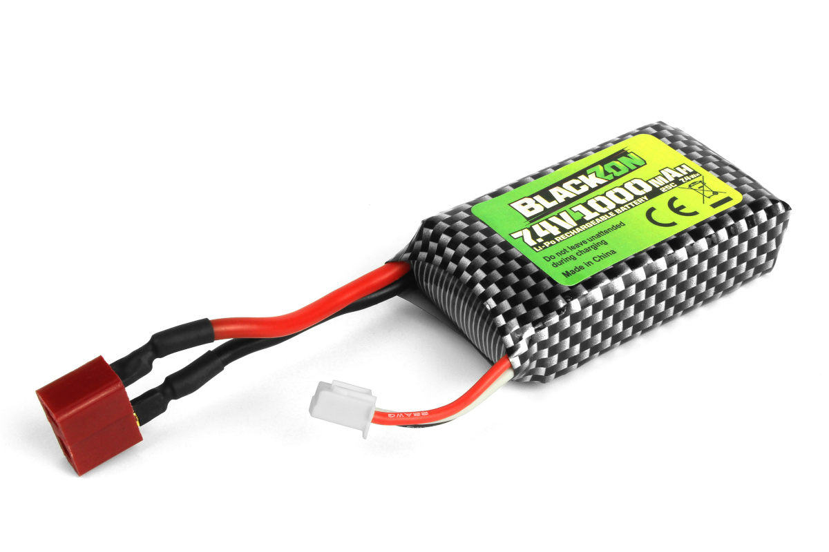Batteri LiPo 7.4V, 1000mAh - T-kontakt - Slyder Turbo