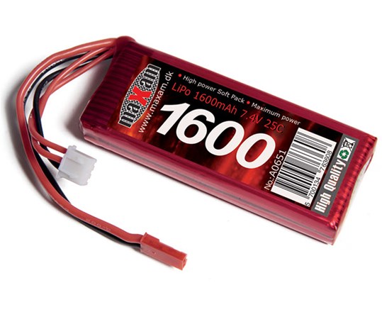 Batteri - 7,4V 1600mAh LiPo - 25C - T15