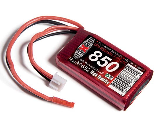 Batteri - 7,4V 850mAh LiPo - 25C - T14.5
