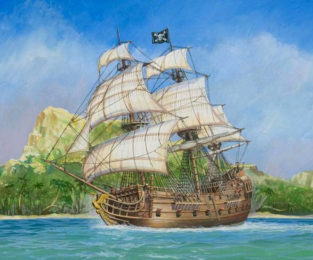 RC Radiostyrt Byggmodell båt - Pirate Ship Black Swan - 1:350 - Zv