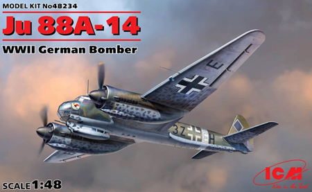 RC Radiostyrt Byggmodell flygplan - Ju 88A-14, WWII German Bomber - 1:48 - ICM