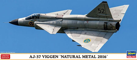 RC Radiostyrt Byggmodell flygplan - AJ-37 Viggen Natural Metal - 1:72 - Hg