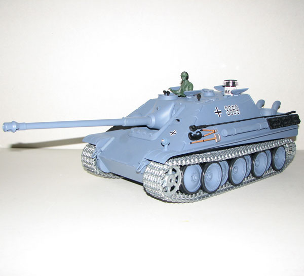 Rc stridsvagn - 1:16 - Jagdpanther - Grå - BATTLE + Flash - RTR