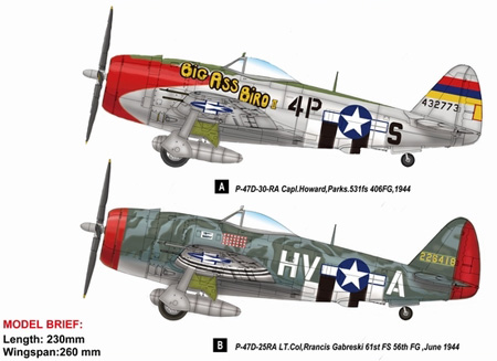 RC Radiostyrt Modellflygplan - P-47D Thunderbolt Fighter - HobbyBoss - 1:48