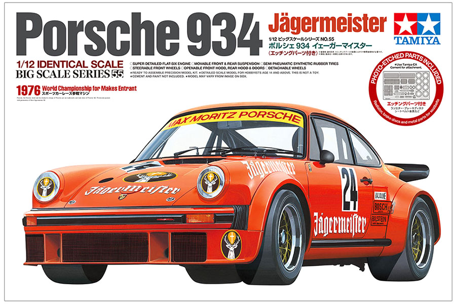 Byggmodell bil - Porsche 934 Jägermeister (w/PE Parts) - 1:12 - Tamiya