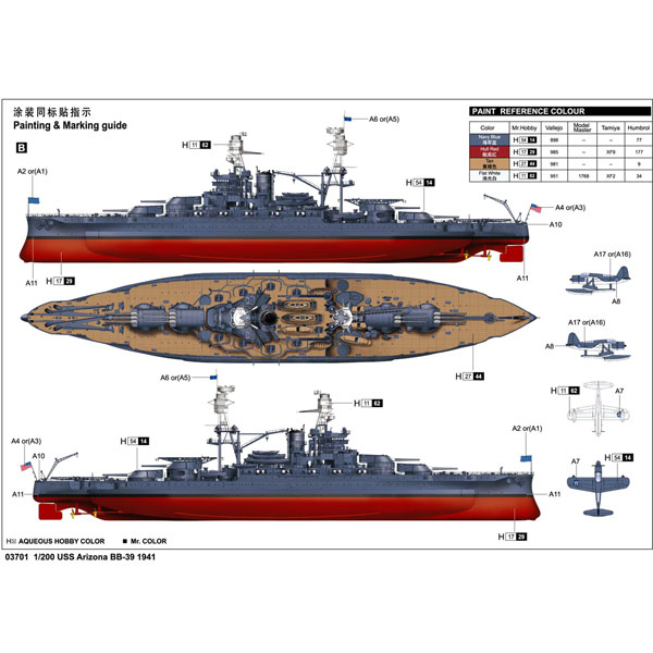 Krigsfartyg modell - USS ARIZONA BB-39 - 1:200