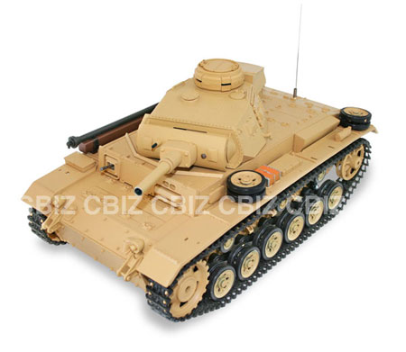 RC Radiostyrt RC stridsvagn - 1:16 - Tauch Panzer Tank III METALL Upg. - 2,4Ghz - RTR