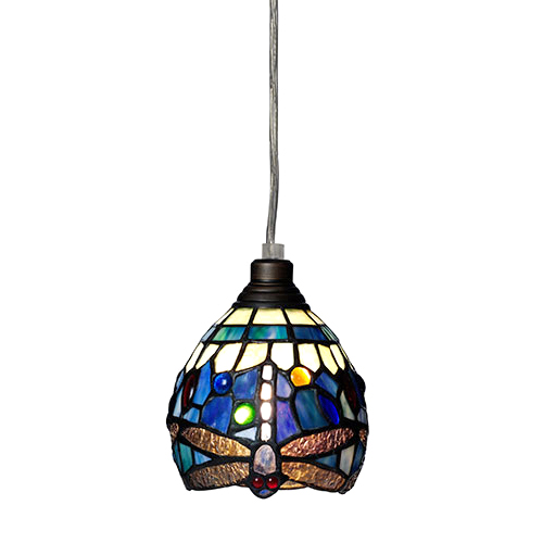 Tiffany Trollslända Safirblå Pendel/fönster 13 cm, Nostalgia Design T06-13