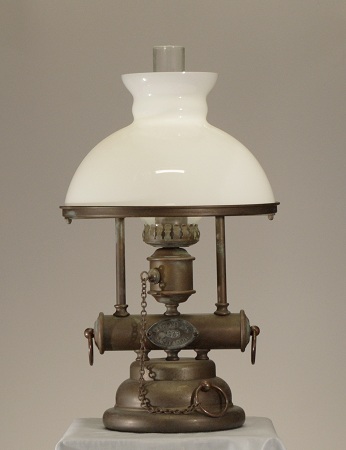 EL Bordslampa grönpatinerad mässing med vit Rochesterskärm300 mm,höjd 520mm 1441.AR