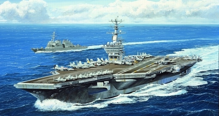 RC Radiostyrt Byggmodell krigsfartyg - USS Nimitz Cvn-68 2005 - 1:700