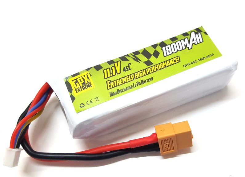 RC Radiostyrt Batteri - 11,1V 1800mAh LiPo - 45C - XT60 - GPX