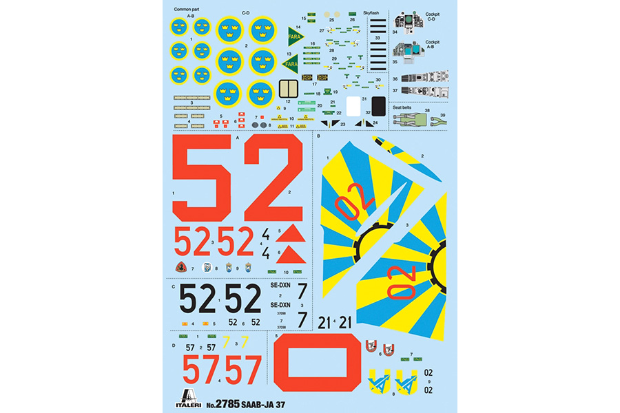 Byggmodell flygplan - SAAB JA37 JAKTVIGGEN - Decal SE - 1:48 - IT