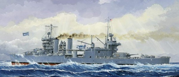 RC Radiostyrt Byggmodell krigsfartyg - USS Minneapolis CA-36 1942 - 1:700 - Tr