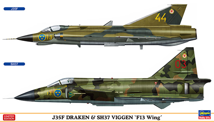 RC Radiostyrt Byggmodell flygplan - J35F DRAKEN + SH37 VIGGEN - 1:72 - HG