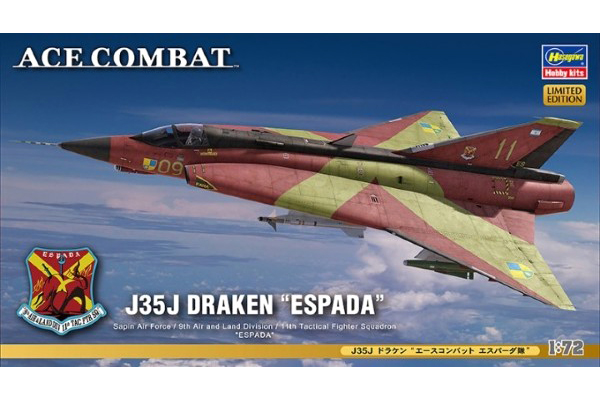 RC Radiostyrt Byggmodell flygplan - J35J Draken,  ACE Combat Espada - 1:72 - HG