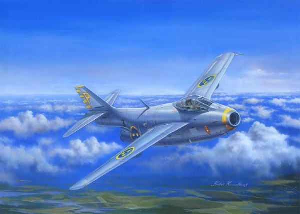 Byggmodell flygplan - J29B Flygande Tunnan (decal SE) - 1:48 - Hobbyboss