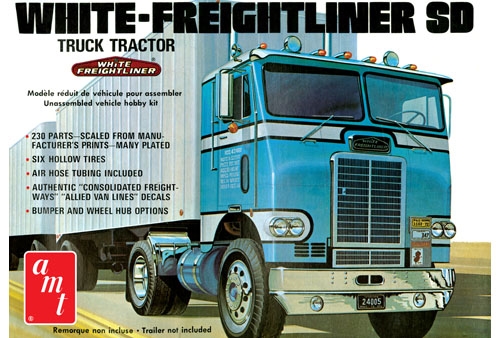 RC Radiostyrt Byggmodell lastbil - White Freightliner Tractor - 1:25 - AMT