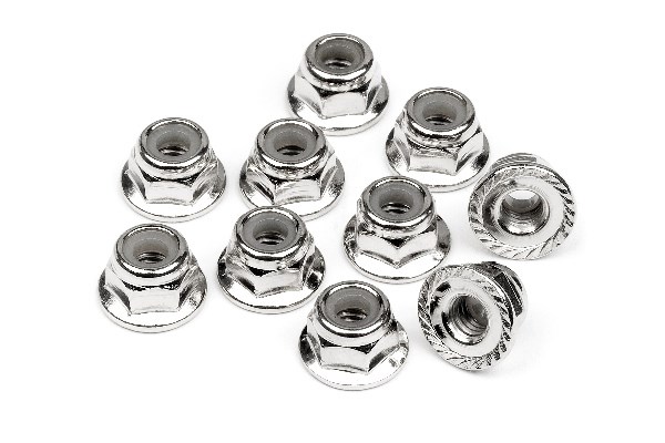 Serrated Flange Lock Nut M4 (Silver/10Pcs)