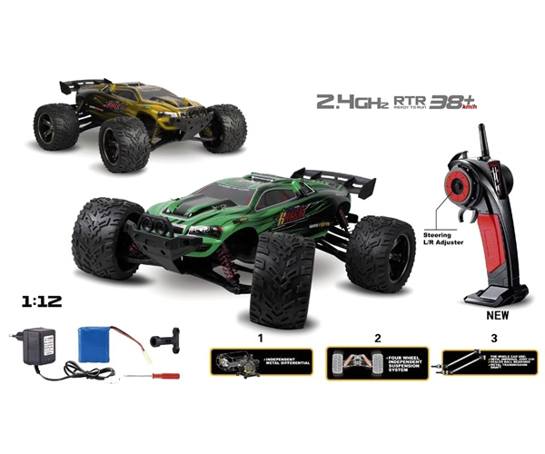 Radiostyrd bil - 1:12 - Wild Truggy 2WD - 2,4Ghz - Gul - RTR