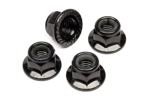 RC Radiostyrt Flanged Lock Nut M5 (Black/4Pcs)