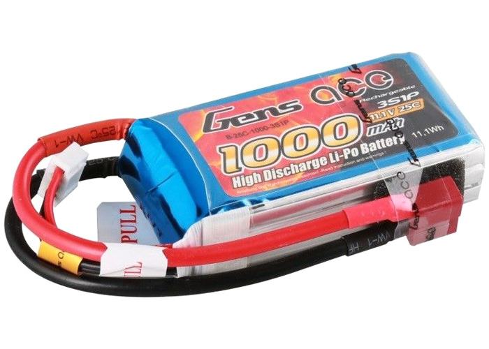 RC Radiostyrt Batteri - 11,1V 1000mAh LiPo - 25C - T-kontakt - Gens Ace