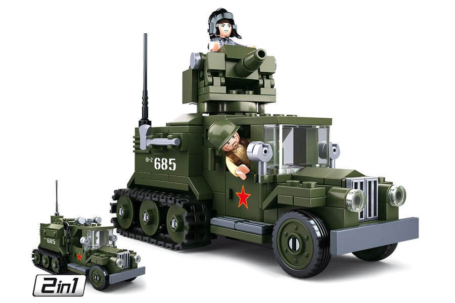 WWII - Allied Half-Track 2 in 1 - B0685 - Byggklossar - Sluban