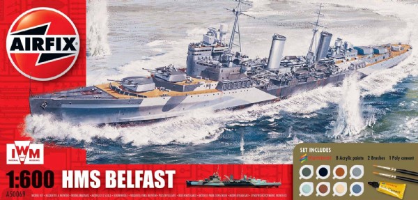 RC Radiostyrt Byggmodell stridsfartyg - HMS Belfast Gift Set 1:600 AirFix
