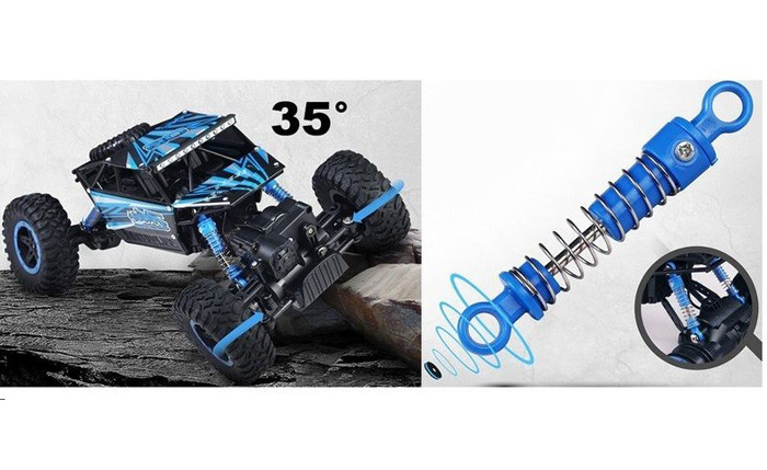 Demo - Radiostyrd crawler - 1:18 - NQD Rock Crawler 4wd Blå - 2,4Ghz - RTR