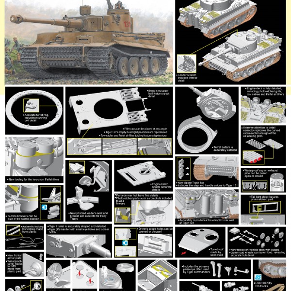 RC Radiostyrt Byggmodell stridsvagn - Tiger I "131" S.Pz.Abt.504 Tunisia - 1:35 - Dragon