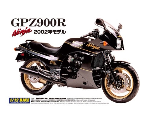 RC Radiostyrt Byggmodell motorcykel - Kawasaki Gpz900R Ninja 02 - 1:12 - Aoshima