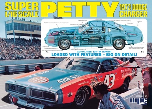 RC Radiostyrt Byggmodell bil - Richard Petty 1973 Dodge Charger - 1:16 - MPC