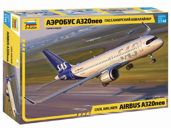 RC Radiostyrt Byggmodell flygplan - Airbus A320NEO - 1:144- Zvezda