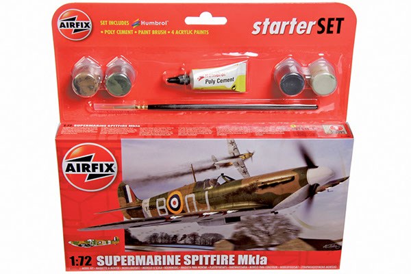 Byggmodell flygplan - Starter Set Spitfire Mk1a - 1:72 - AirFix