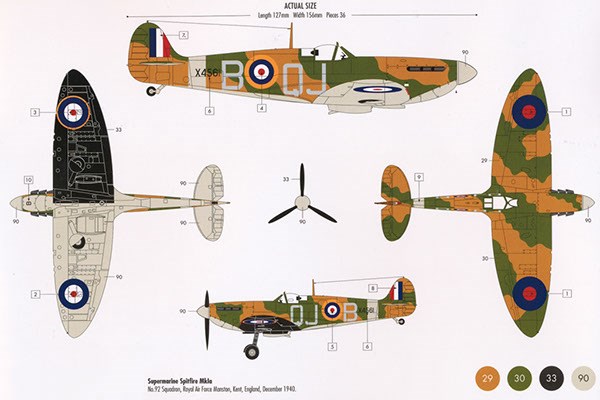 Byggmodell flygplan - Starter Set Spitfire Mk1a - 1:72 - AirFix
