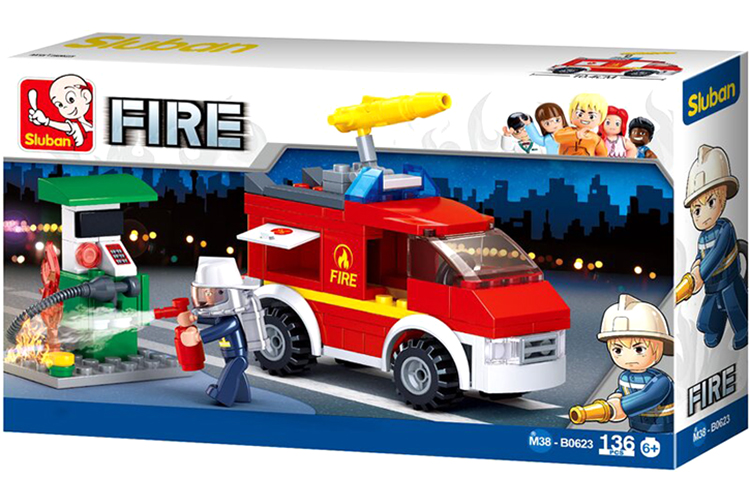 Fire Brigade Emergency Vehicle and Fuel Pump - B0623-  Sluban