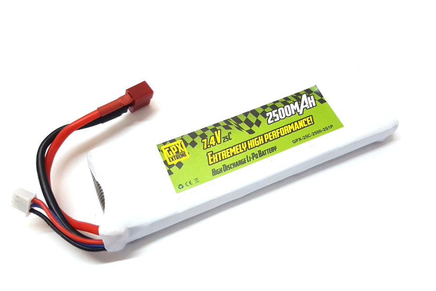 RC Radiostyrt Batteri - 7,4V 2500mAh LiPo 25C - GPX Extreme