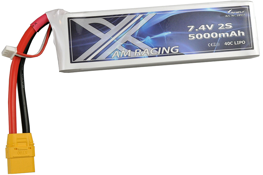 RC Radiostyrt Batteri - 7,4V 5000mAh LiPo - 40C - XT90 - AMW