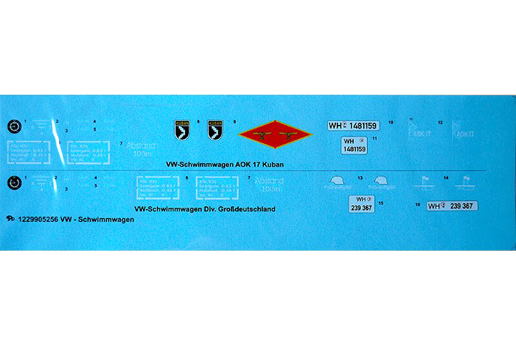 RC Radiostyrt Klistermärke / dekaler Schwimmwagen Kuban Brückenkopf