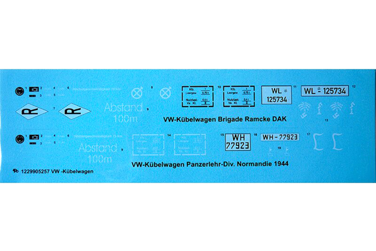 RC Radiostyrt Klistermärke / dekaler Kübelwagen