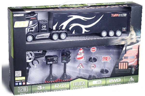 Lastbil m Trailer - 2,4Ghz - Svart - 1:16 - RTR